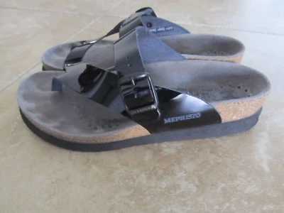 Women's MEPHISTO HELEN Comfort Thong Sandals, Black Patent Leather Size 36,US 6 - Изображение 1 из 4