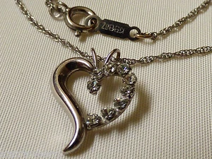 Collar de cadena colgante corazón de cristal austriaco firmado Krements 19"L - Imagen 1 de 6
