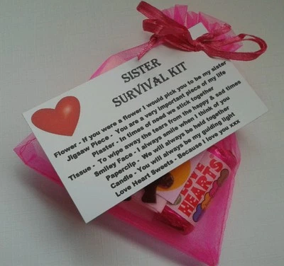 Sister Sister`s Survival Kit KEEPSAKE for Birthday Christmas Fun Novelty Gift