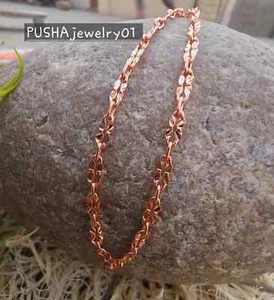 100% Heavy Antiqued Copper Flower Chain necklace Handmade pure copper chain Leng - Picture 1 of 9