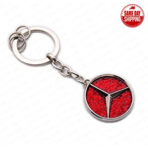 3D Mercedes Red Diamond AMG Logo Alloy Car Home Keychain Ring Decoration Gift - Picture 1 of 3