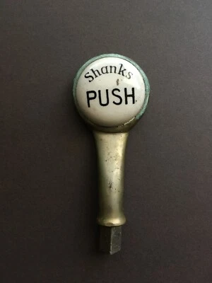 Torneira dispensadora antiga marca hastes torneira alça de empurrar com emblema de esmalte de porcelana - Imagem 1 de 4