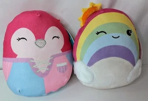 Lote de 2 Squishmallows Kavya Penguin and Sunshine Rainbow NUEVOS CON ETIQUETAS (una etiqueta arrugada) - Imagen 1 de 5