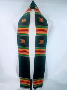 Schwarze bunte Kente Stola mit Hocker Symbole für Abschlussfeier - Bild 1 von 3