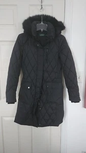 Neu Lauren Ralph Lauren langer Wintermantel mit Kapuze und Fell Damen schwarz Petite XS - Bild 1 von 7