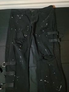KDNK Men's Size 36 Black Distressed Paint Splatter Skinny Jeans Preowned 0299 - Picture 1 of 13