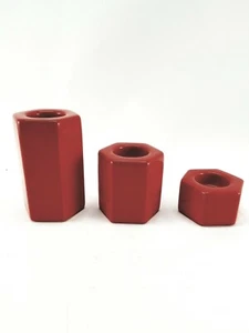Waechtersbach Red Candle Holder Tea Light Set of 3 Ceramic Western Germany - Picture 1 of 5