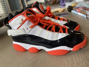 Nike Jordan 6 Rings Kid Shoes Size 4.5Y Youth White Team Orange Black DV1343-108 - Picture 1 of 5