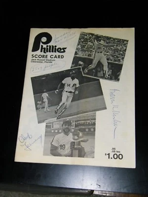 PHILADELPHIA PHILLIES 1984 PROGRAM SIGNED BY PRES BOWIE KUHN & CHUB FEENEY  - Image 1 of 4