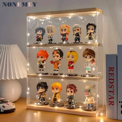 Clear Acrylic Display Case Stand with Wood Base 2 Tier、3 Tier、12/24 Compartme... - Image 1 of 4