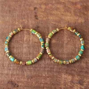 Natural Stone Jasper Tube Beads Choker Necklace Bracelet Hoop Earrings - Picture 1 of 45