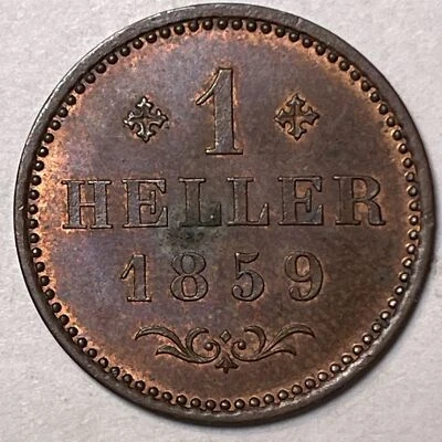1859 Frankfurt 1 Heller Uncirculated UNC Coin #7048 - Image 1 of 2