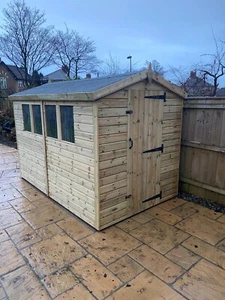 GARDEN STORAGE SHED SUPER HEAVY DUTY TANALISED 10X6 APEX 19MM T&G 3X2 - Picture 1 of 7