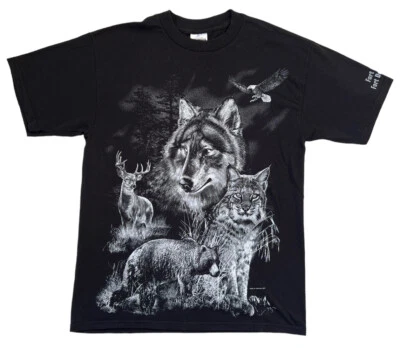 Camiseta Lobo Años 90 De Colección Estampado Grande Luna Doble Cara AOP Grande Tultex Wolves Foto 1 de 4