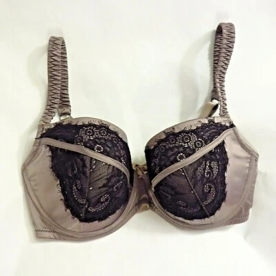 JONES NEW YORK Mujer 34D Peltre Negro Encaje Recortado, Acolchado Con Aros Foto 1 de 4