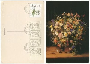 Faroer N50 Postcard 1981 used Hvalvik - FLOWERS - Picture 1 of 1