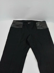 INC Pants Women Size 18 W Black Ponte Pull On Faux Leather Trim Stretch Plus - Picture 1 of 10