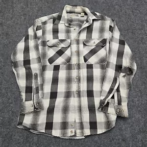 Vintage Fieldmaster Flannel Shirt Mens Medium White Plaid Cotton Lumberjack 90s - Picture 1 of 9