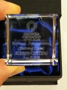 Georgia Piedmont Technical College Ribbon Cutting 3D Glass Cube Award 2015 - Picture 1 of 3