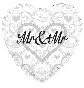 Mr &Mr Heart Shaped 18 Inch Foil Balloon Wedding Party - Picture 1 of 1