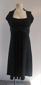 Bisou Bisou Michele Bohbot Little Black Dress Size 6 Beaded Sequin Cap Sleeve - Picture 1 of 9
