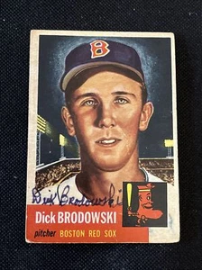 Tarjeta autografiada firmada por Dick Brodowski 1953 Topps #69 Boston Red Sox - Imagen 1 de 2