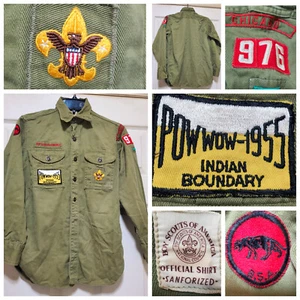Vintage Boy Scout of America Uniform Hemd Junge M 34" Sanforized Pow Wow 1955 Chicago - Bild 1 von 16