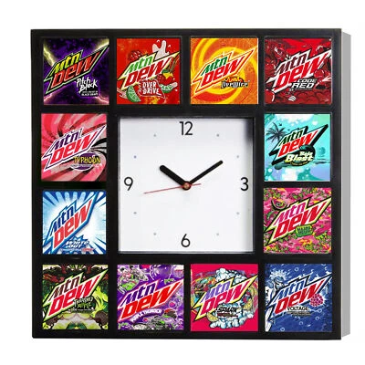 Mt Mtn Dew Variety Pack Clock with 12 logos Voltage, Typhoon Live Wire Spark + - Image 1 of 4