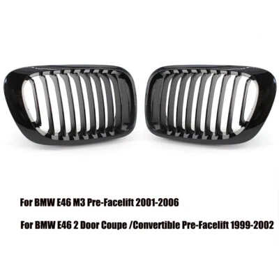 Parrilla delantera negra brillante para BMW E46 1999-2002 cupé convertible Foto 1 de 4