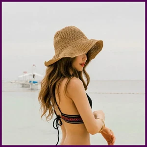Sombrero de Paja Tejido de Verano Damas Sombrero de Playa Sombrero para el Sol Ala Ancha Suave Sencillo Pescador - Imagen 1 de 37