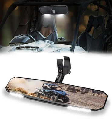 Espejo retrovisor central UTV de 17" con luz LED para Polaris RZR Can Am Yamaha de 1,5-2" Foto 1 de 4