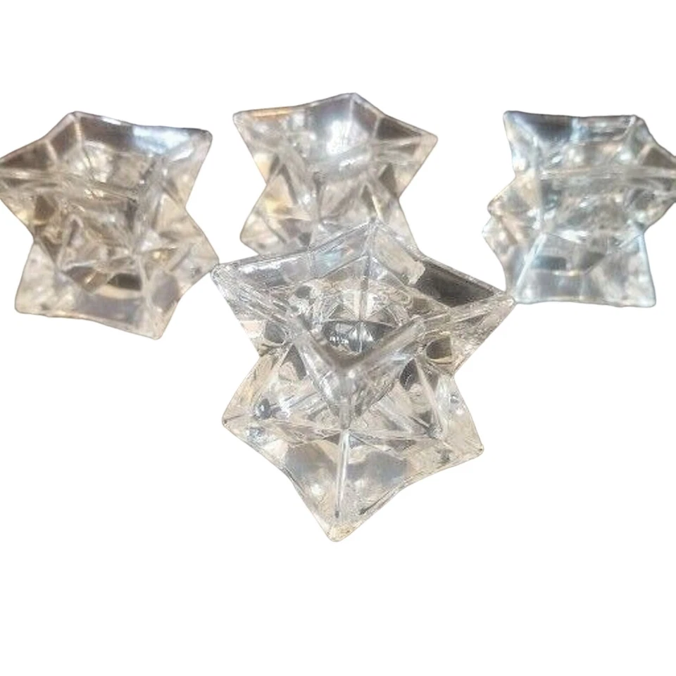 Vintage Lot 4 Michael C Fina Fifth Avenue 24% Lead Crystal Star Candle Holders - Image 1 of 4