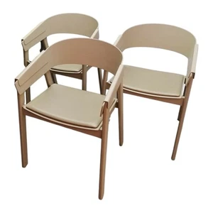 Muuto 3er-Set Stuhlset Cover Armchair Refine Leder Stone Graubeige  - Bild 1 von 3