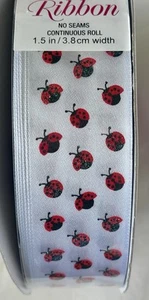 Lady Bug Red White Ribbon Kirkland Wire Edged 1.5" Wired 50 Yds 1 1/2" 150 Ft - Picture 1 of 7