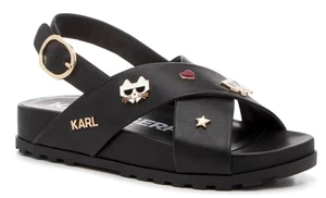 Karl Lagerfeld Paris Bexli sandali Tilda spille grafiche nere con cinturino taglia 5 1/2 M - Foto 1 di 8