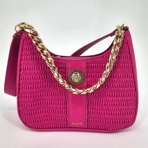 Aldo Barbie Pink Faux Leather Ruched Shoulder Bag - Picture 1 of 13