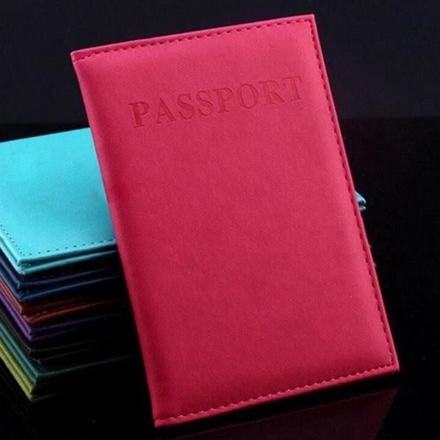 Funda de pasaporte de viaje de cuero artificial (rosa roja) - Imagen 1 de 1