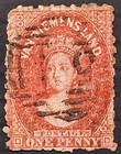 1864 Tasmania Australia 1d Carmine Chalon Head Stamp P10 WMK 1 Used Cat £55.00.