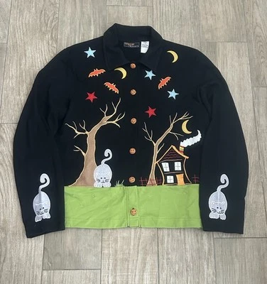 Cárdigan Onque Informals Halloween Gato Otoño Negro Botones Calabaza Para Mujer Med Foto 1 de 4