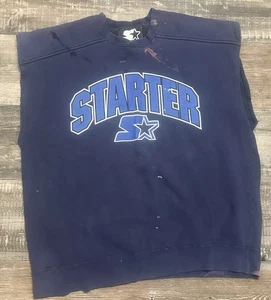 Starter Crewneck Sweatshirt Thrashed Cut Off Big Print Logo Navy Blau XL Herren - Bild 1 von 3