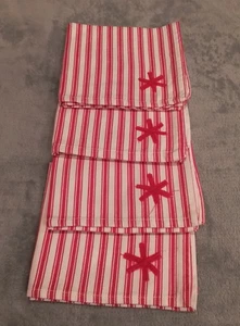Juego de 4 servilletas de cena Pottery Barn para niños rayas rojas blancas algodón clásico 12"x12" - Imagen 1 de 13