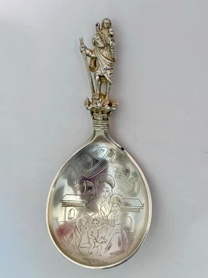 Antigua cuchara de bautizo/bautizo Marius Hammer Noruega 830 plata con sello Foto 1 de 4