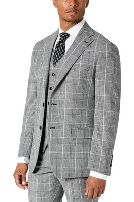 Traje Chaqueta 40 Largo de Lana a Cuadros Ajustado Tallia Para Hombres Negro/Blanco - Nuevo con Etiquetas $425 Foto 1 de 4