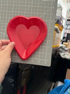 Card Night 6 Inch Red Plastic Tray Heart Casino Vegas Party Tableware New!!! - Image 1 of 2