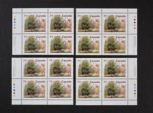 CANADA 1995 #1370i, 71c American Chestnut, Matched Inscription Blocks Mint NH - Imagen 1 de 1