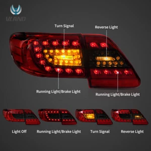 For 2011-2013 Toyota Corolla Vland 2Pcs LED Tail Lights Red Lens Rear Lamps 2Pcs - Picture 1 of 8