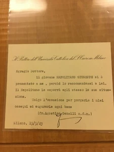 Cartoncino firmato da Agostino Gemelli - Picture 1 of 1