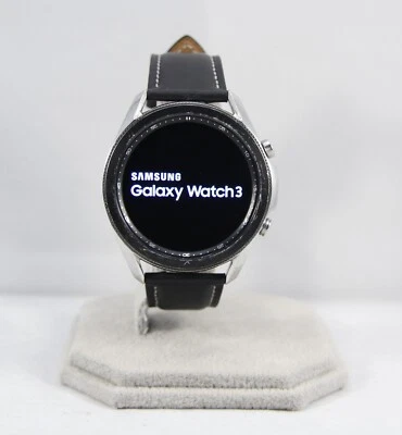 Samsung Galaxy Watch 3 45mm  SM-R840 (Silver With Black leather Strap) - Image 1 of 4