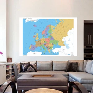 Map of Europe Political Distribution Home Wall Vinyl Backdrop Cloth Art Poster - Picture 1 of 17