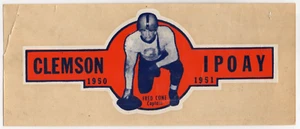 Calcomanía Velvetex 1951 - Fred Cone, Clemson Tigers, Packers, Cowboys, ¡escaso! - Imagen 1 de 2